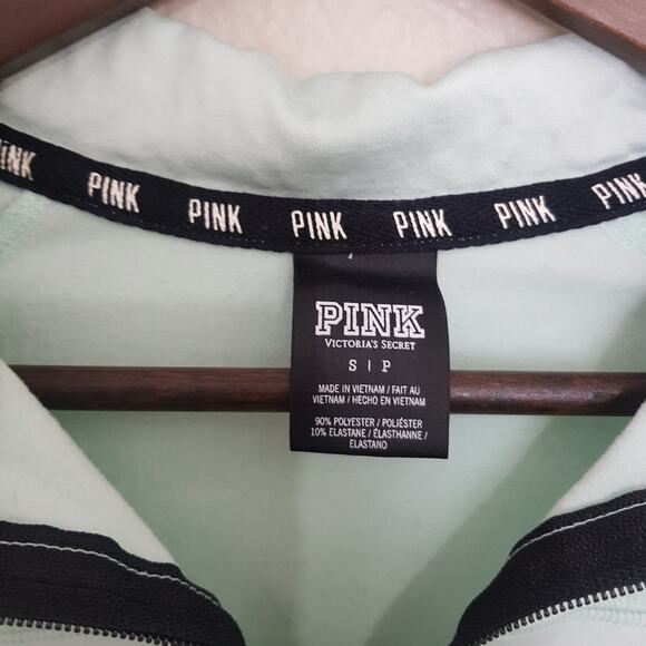 PINK Victoria's Secret Green  Quarter Zip  Pullover Jacket Sweater Small - Picture 4 of 7